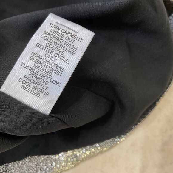 Cache Cocktail Party Blouse women’s Size XL Gold metallic peplum hem Lined - Picture 8 of 9